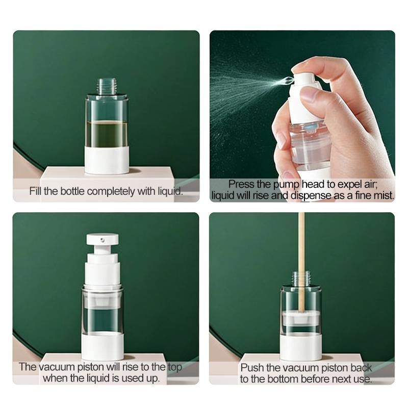 Airless Pump Bottle Set, Vacuum Travel Size Cosmetic Containers, Refillable Lotion Serum Dispenser, Leak-Proof Skincare Jars for Makeup