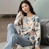 Women Large Size Loose Fit Comfortable Two Piece Homewear Suit Winter Pajamas Set 18 Colors Korean Version Long Sleeve