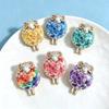 Lovely Flower Sheep Brooch Pin Colorful Animal Brooch Gift Lamb Badge  Women