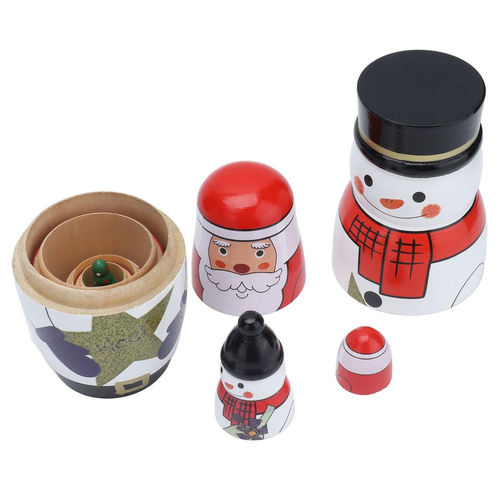 5pcs Nesting Dolls Glossy Round Unique Christmas Style Attractive Decorative Ornaments for Festive