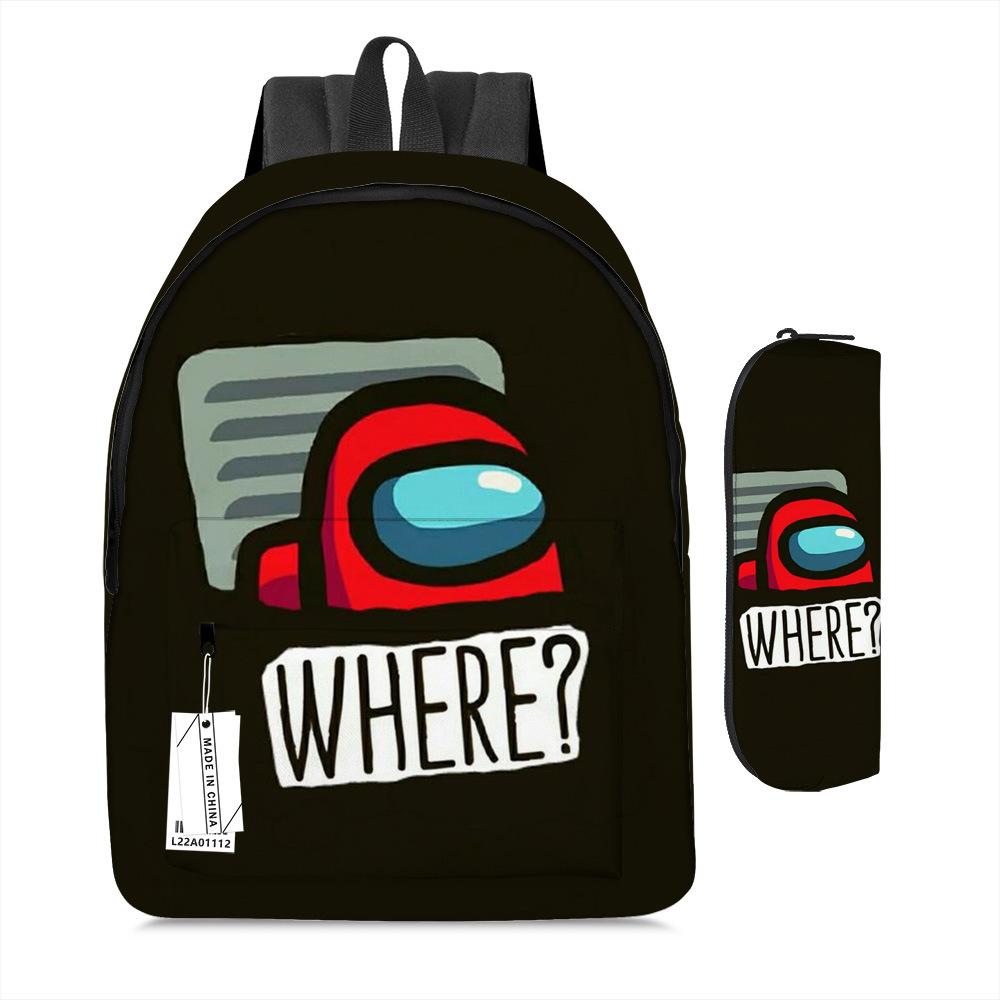 Among Us Two-Piece Backpack Space Werewolf Primary And Secondary School Students Cartoon Schoolbag Three-Piece Satchel Pencil Case