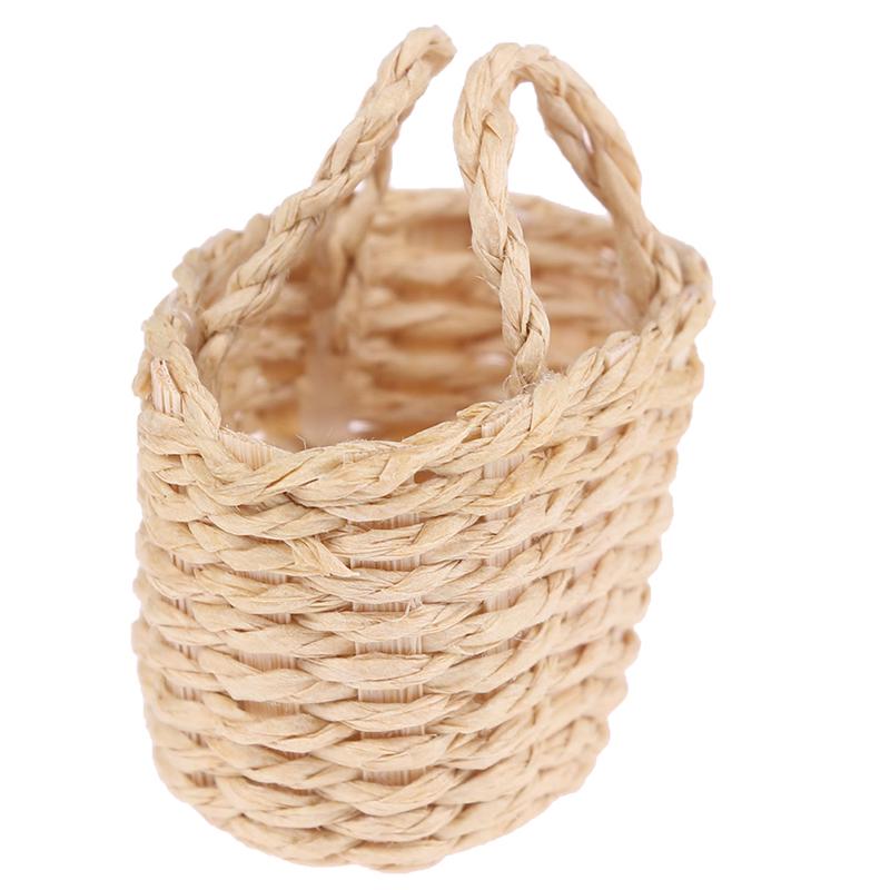 1:12 Dollhouse Mini Rattan Hand-Woven Vegetable Food Storage Basket Doll Decor