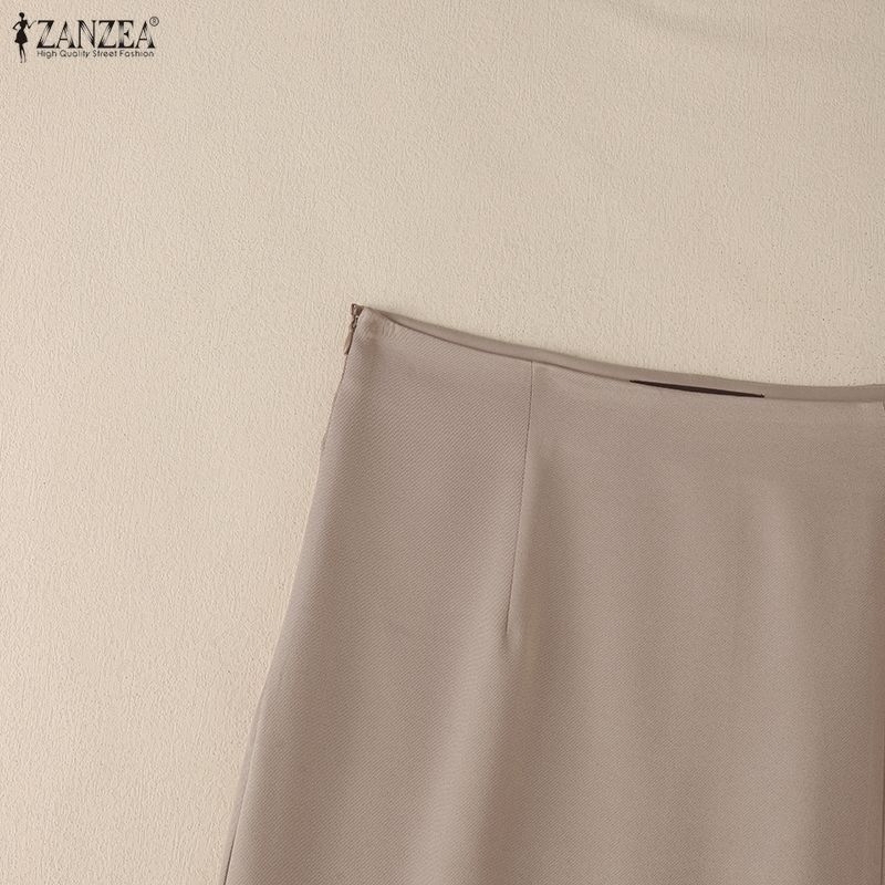 ZANZEA Women Elegant Casual Slit Hem Slim Short Skirts