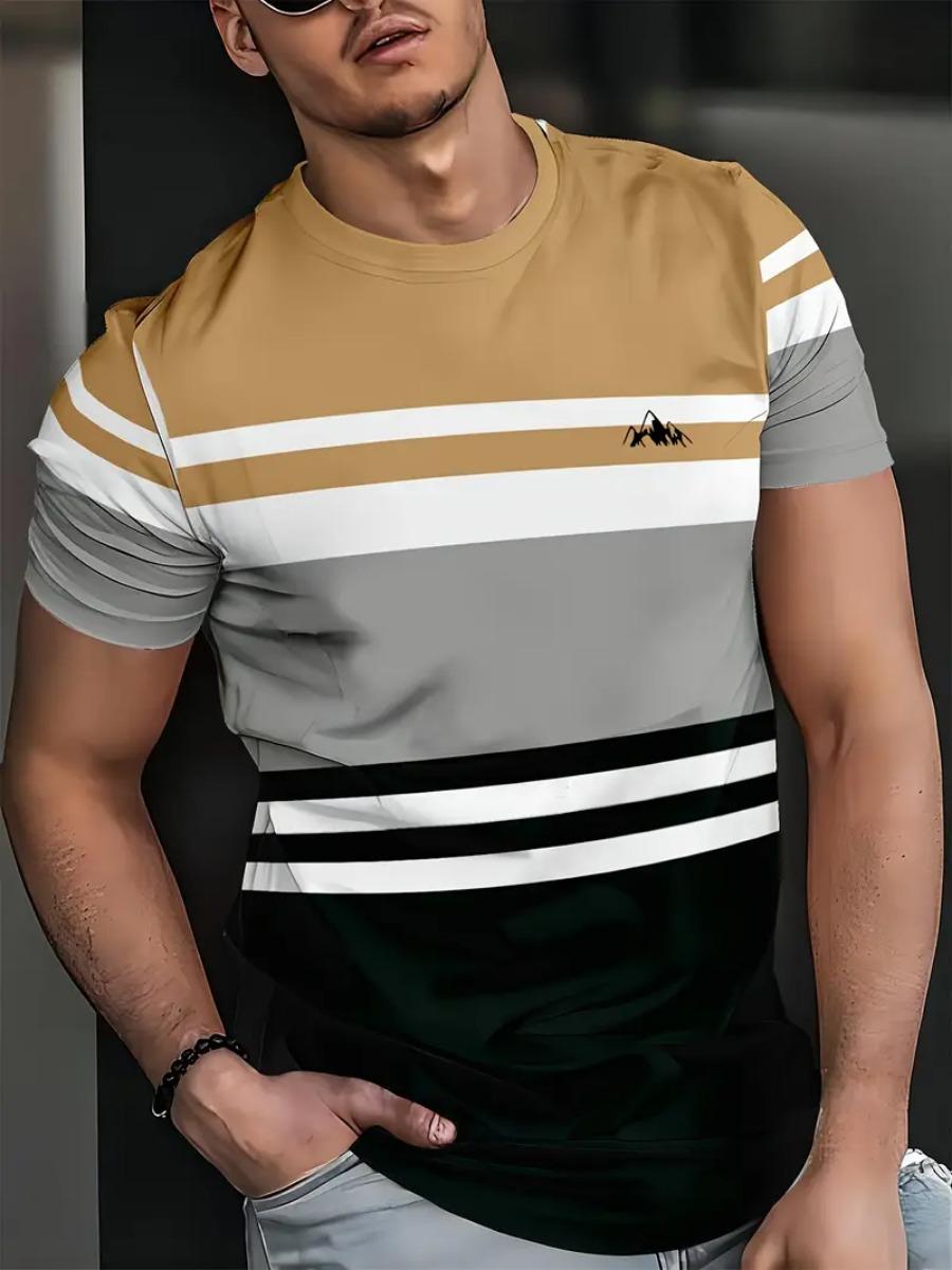 New trendy clothing Zomer Klassiek 3D Geprint Heren T-shirt Outdoor Ronde Hals Korte Mouw Top Streep Print Street Los T-shirt Mannelijk Oversized Kleding 3XL