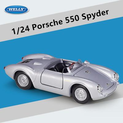 Welly 1/24 Porsche 550 Spyder Alloy Car Model Diecasts Metal Classic Car Vehicles Model High Simulation Collection Kids Toy Gift