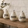 Mother Day Gifts Love/You/Mom Pear Sculpture, Decorative Resin Figurine, Vintage Style Unique Sculptures Birthday Ornament for Home Table Decor Small