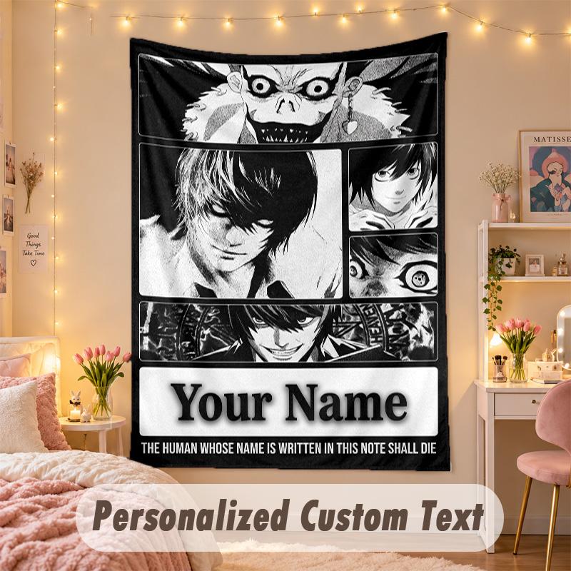 Custom Personalized Tapestry,Death Note Print Custom Name Text Wall Art Hanging for Bedroom