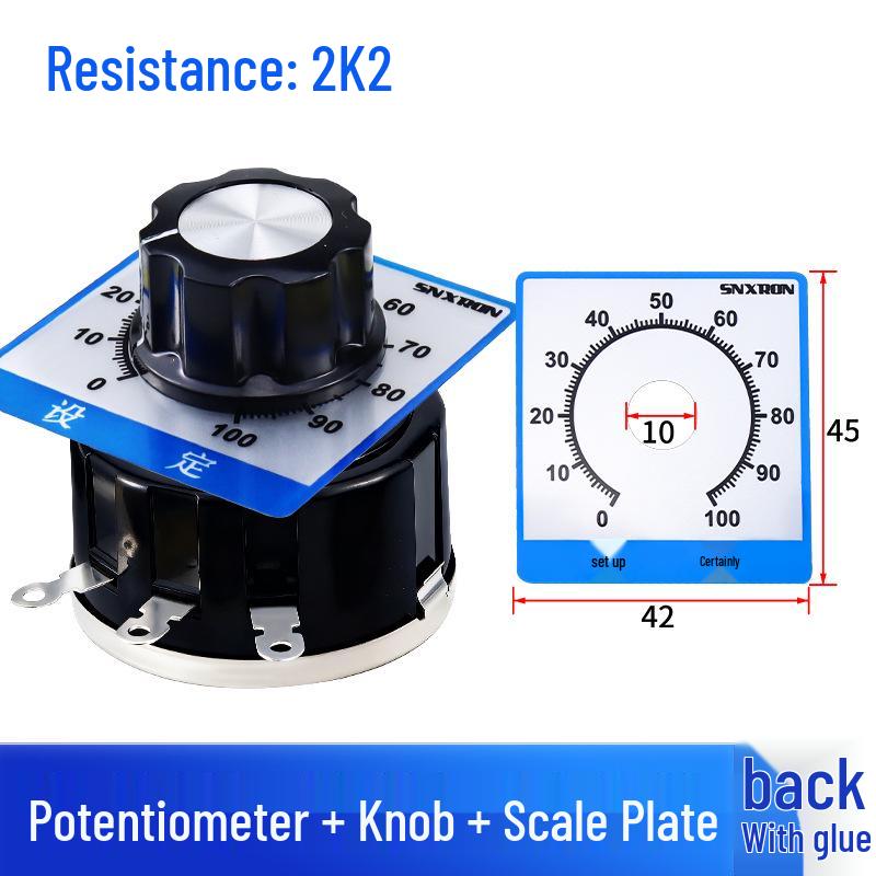 WX112 050 Adjustable Single-Turn Wirewound Potentiometer: 47, 560 Ohm, 1K, 2.2K, 4.7K, 10K, 47K Knob