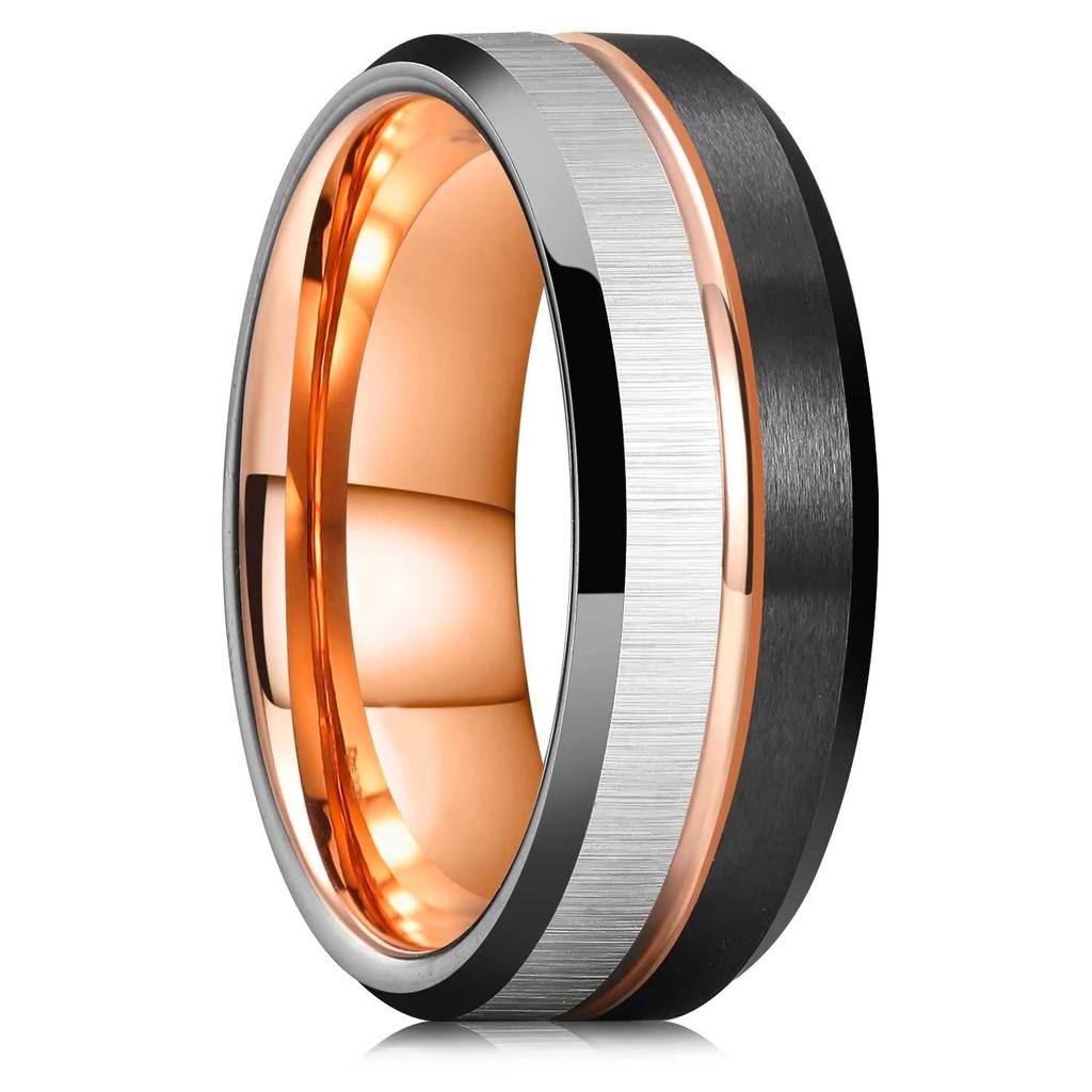 Fashion 8mm Tungsten Wedding Rings For Men Black Brushed Stainless Steel Celtic Dragon Ring Men's Wedding Band Jewelry