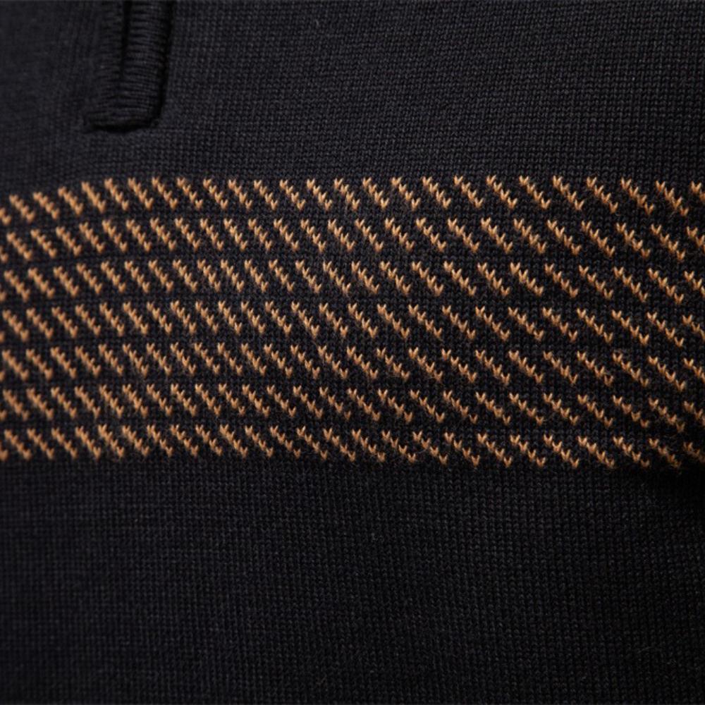 AIOPESON Thermal Men's Sweater Half Zip Knit Pullover Thick Warm Striped Design Knitted Outdoor Casual Sweater Men