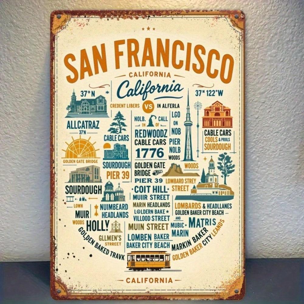 Vintage San Francisco Metal Wall Sign 8x12 Inch Home Decor