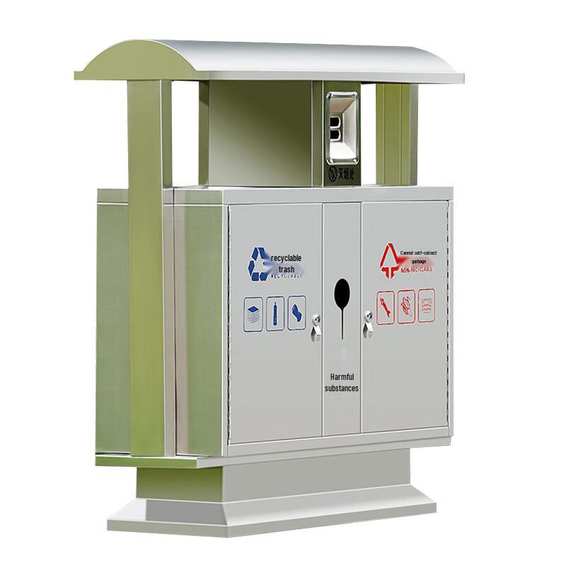 Zhuang Taitai Outdoor 304 Stainless Steel Double Bin Recycling Trash Can