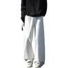 Dingfengbaoluo Pure Cotton Casual Pants for Men, Spring Solid Color Loose Versatile Straight-Leg Cargo Wide-Leg Trousers SS10 White M