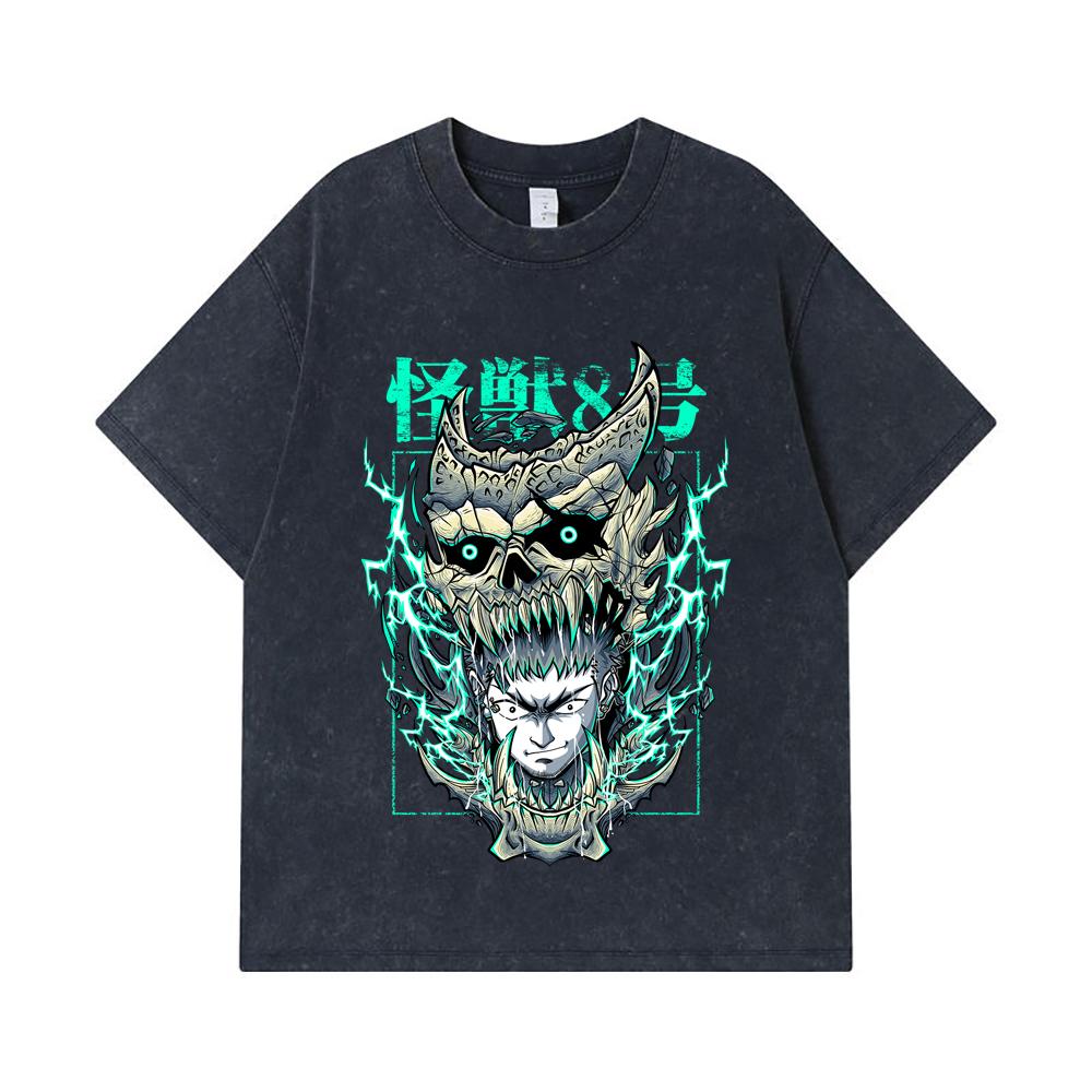 275 GSM Washed T-shirts 100% Cotton Kaiju No 8 V19 Kafka Print Unisex Heavy Cotton T Shirt
