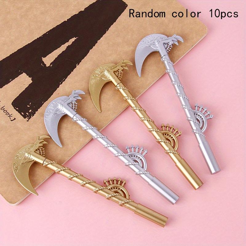 Back To School Season 10pcs 0.5mm Scythe Styling Neutral Pen Creative Retro Pen Cute Student Stationery Office Supplies Water-based Signature Pen