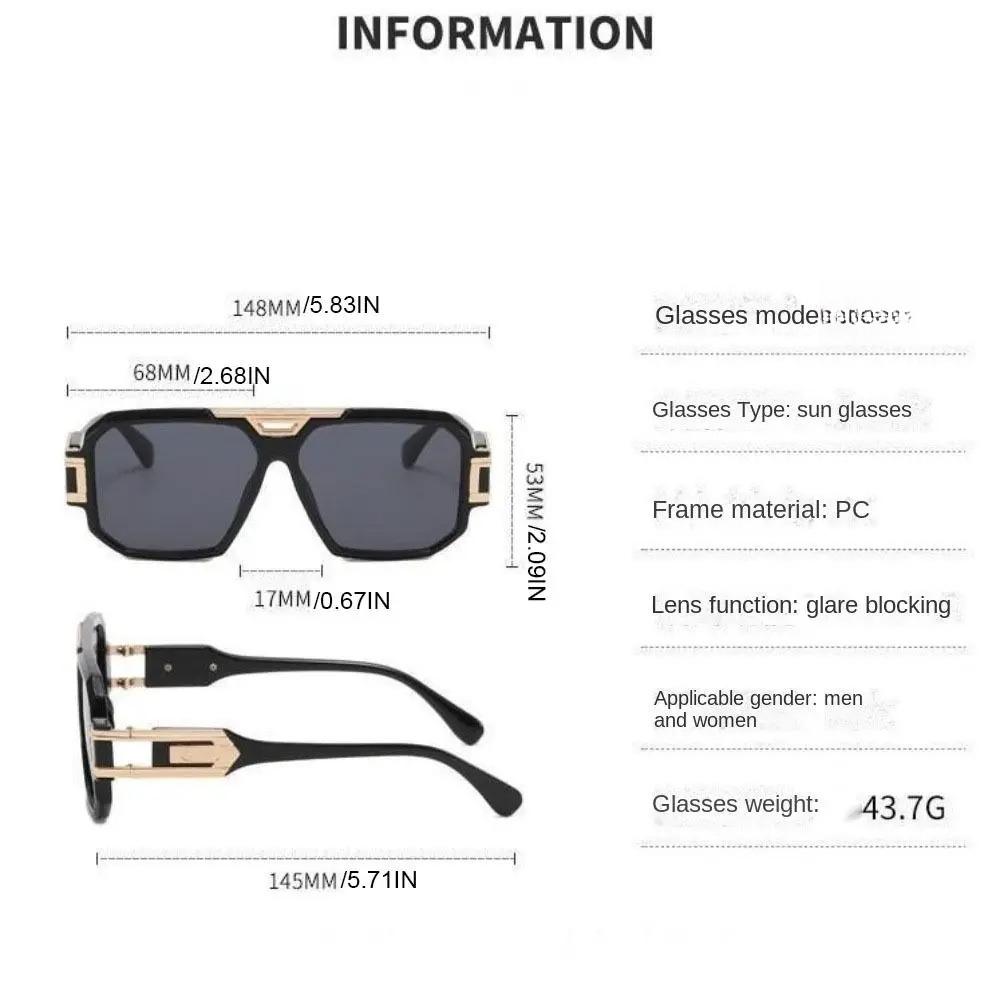 Square Full Frame Sunglasses Man Oversized Large Frame Anti-UV Glasses UV400 Retro HD Sun Glasses Men Fashion Decorate Eyewear