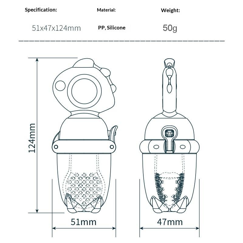 Dinosaur Rotate Push-Type Baby Fruit Feeder Silicone Fresh Food Feeder Kids Feeding Tool