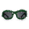 Face Small Sunglasses Street Punk Rivets Metal Color Sunglasses Trendy Glasses