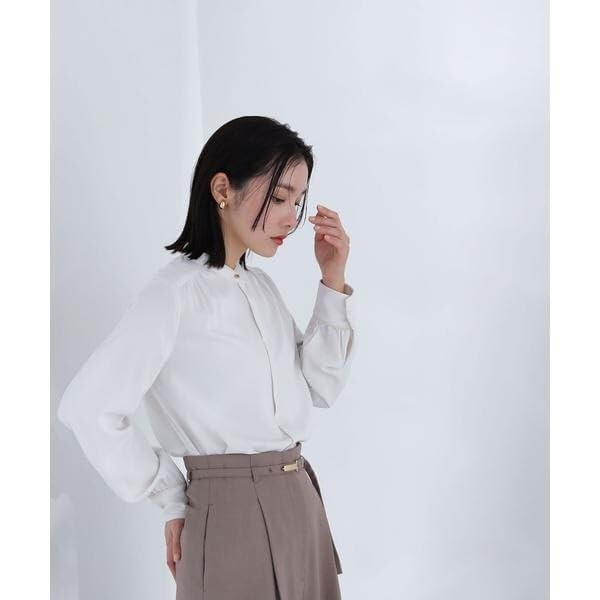 Natural Beauty Basic Trimmed Beige Women's Two-Tone Blouse,