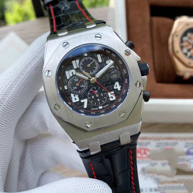 

2024 Чоловічий висококласний кварцовий годинник Royal Oak з шістьма стрілками та силіконово-сталевим ремінцем