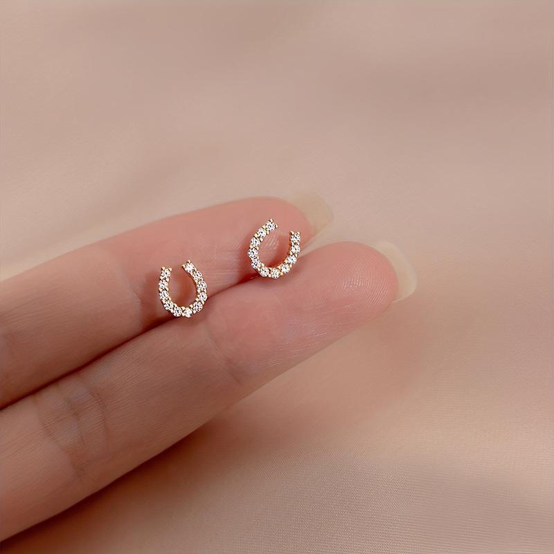 2pcs Mini Horseshoe Hoof Earrings - Hypoallergenic & Shiny, Dainty Horse Jewelry for Lovers, Perfect Birthday Anniversary Gift for Her, Sensitive Ear