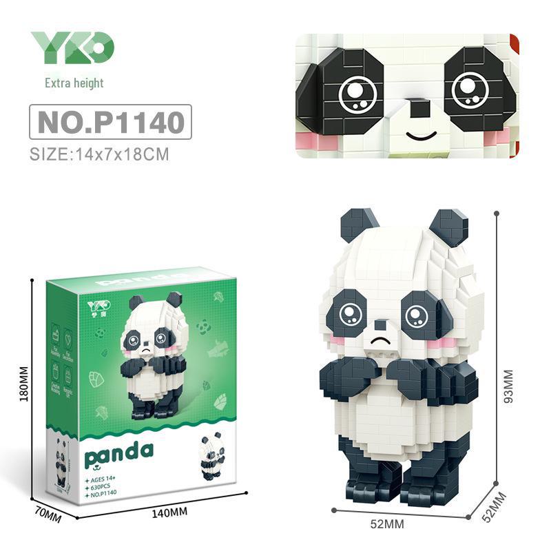 Cartoon Panda Flower Puzzle Tumbler: Cute Tiny Particle Desktop Ornament