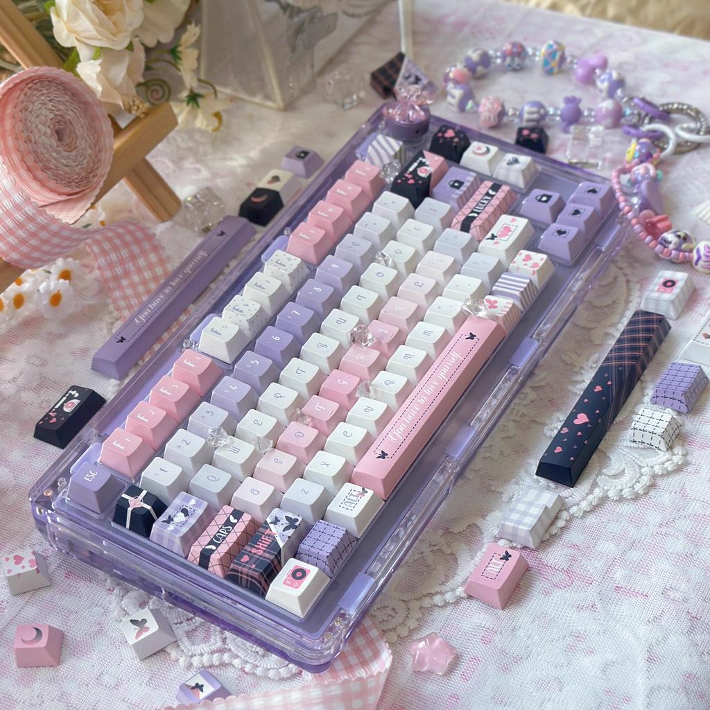 Keycap Memory Cherry Pbt High Value Personality Creative Sweet Cool Purple Pink For Aula 75/89/99 Keycap