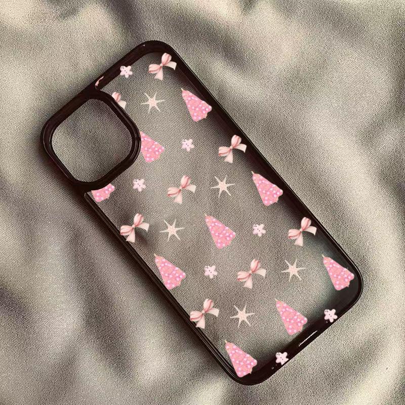 Pink Bow Bear Christmas Tree Phone Case for Samsung Galaxy S23 S22 S21 FE A56 A55 A54 S25 S24 Ultra A06 A16 A15 A35 A34 5G Cover