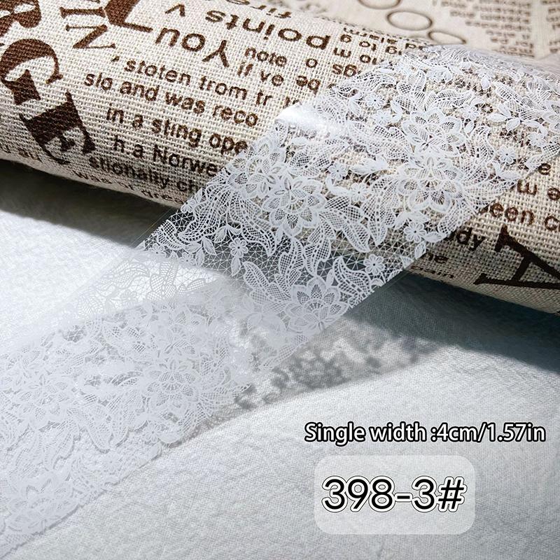 1/10 Rotolo Elegante Bianco Nero Pizzo Fiore Unghie Foil da Trasferimento Fantasia Retrò Floreale Cielo Stellato Carta Adesiva Manicure Accessori