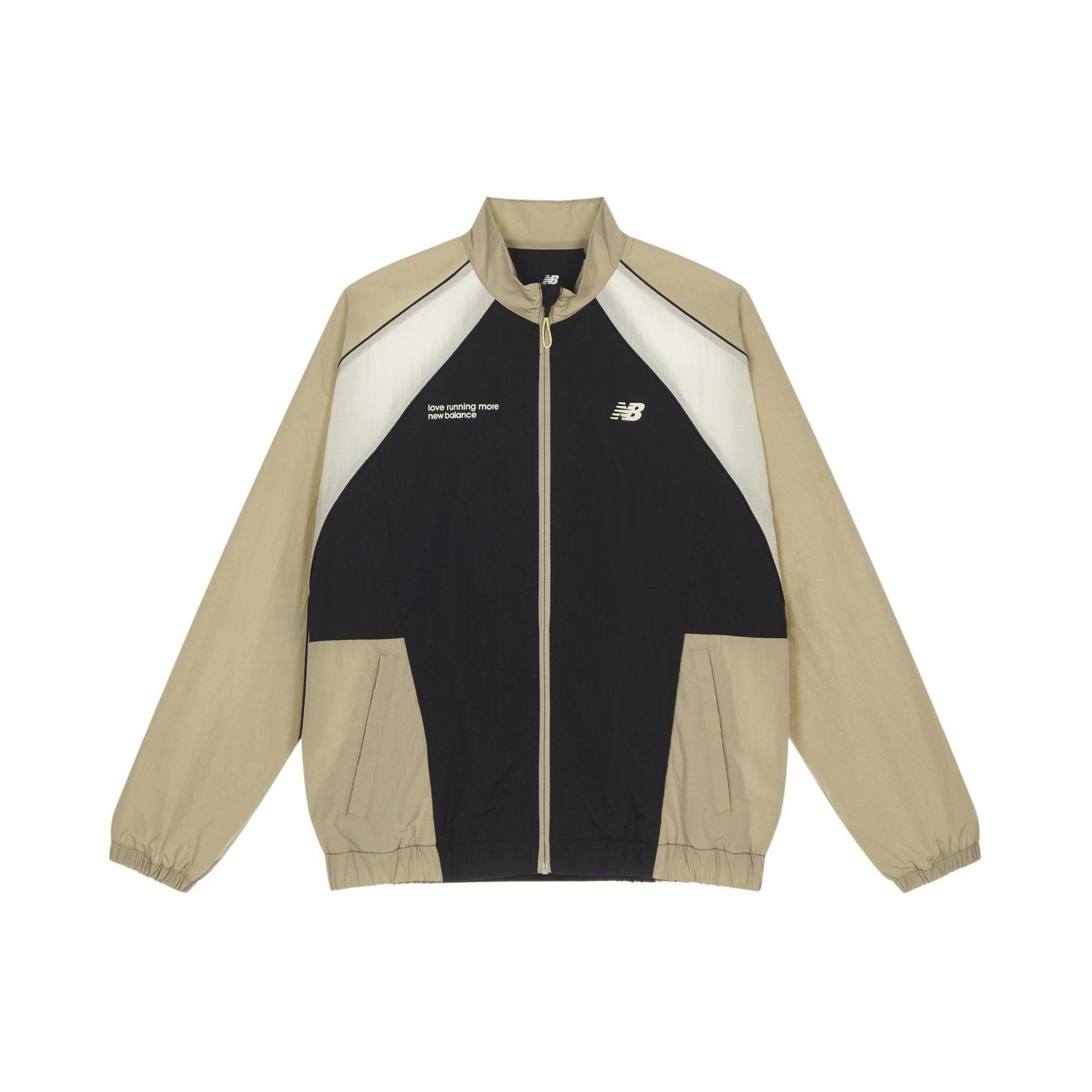 New Balance Color Block Woven Windbreaker Asia Sizing  Beige Black  Unisex NAE24011-BWN S