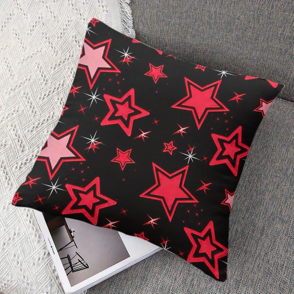 Red Star square Jacquard Pillow Cover for Sofa Office Waist Cushion Cover Home Decorative Pillowcase