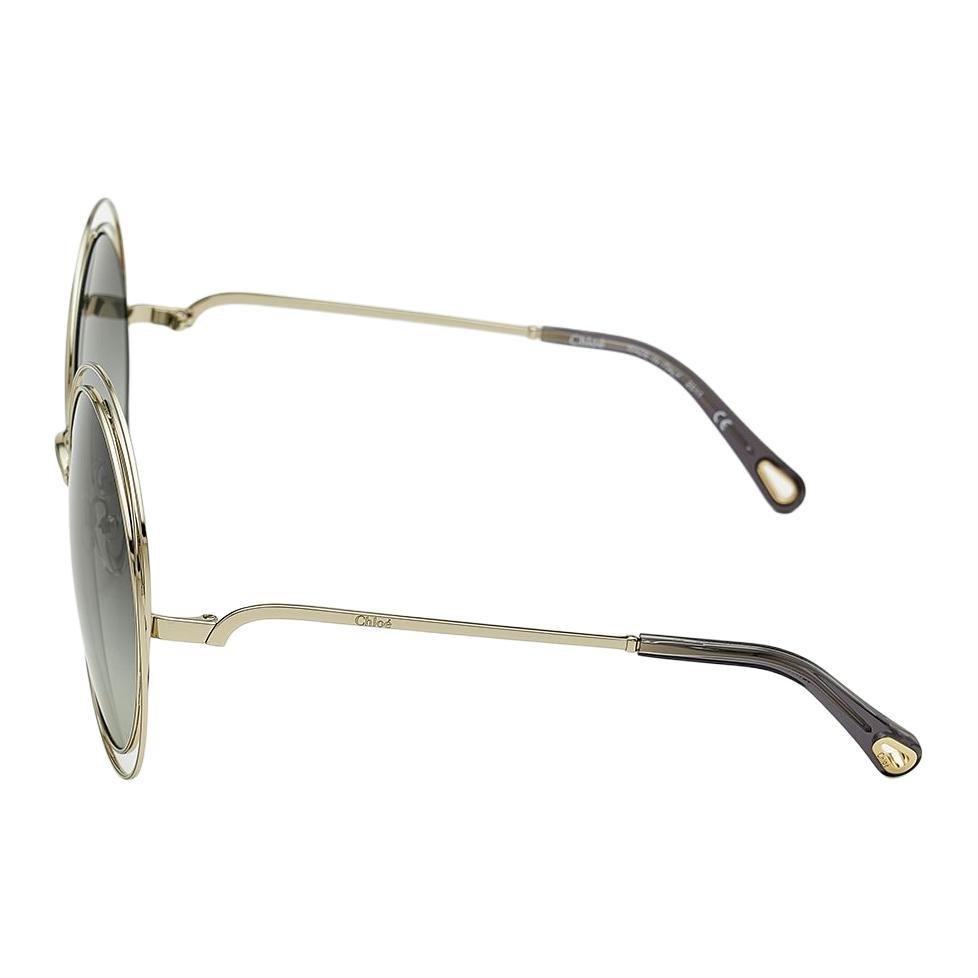 Chloe Retro Mode Großer Rahmen Metall Rund Sonnenbrille Unisex Sonnenbrille Gold CH114SD