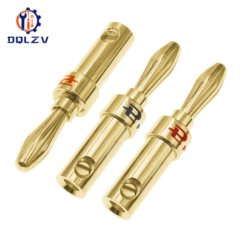4mm Pure Copper Gold Plated Banana Plug Connector For Audio Video Speaker Adapter Terminal Connectors Kit