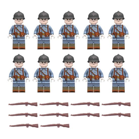 Yousheng 10 Pcs 1.7" Mini WWII Soldiers Figures Model Set Military Building Block Toys with Weapons Gift for Christmas Stockings Birthday Easter