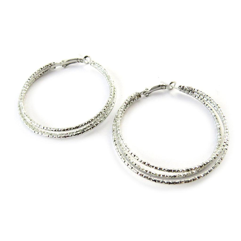 Les Trésors De Lily [N7190] - Silver 'Choréographie' Hoop Earrings Ø 45 Mm 9 Mm