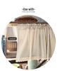 Nordic Style Light Brown Linen Cotton Checkered Half Curtain for Cabinets