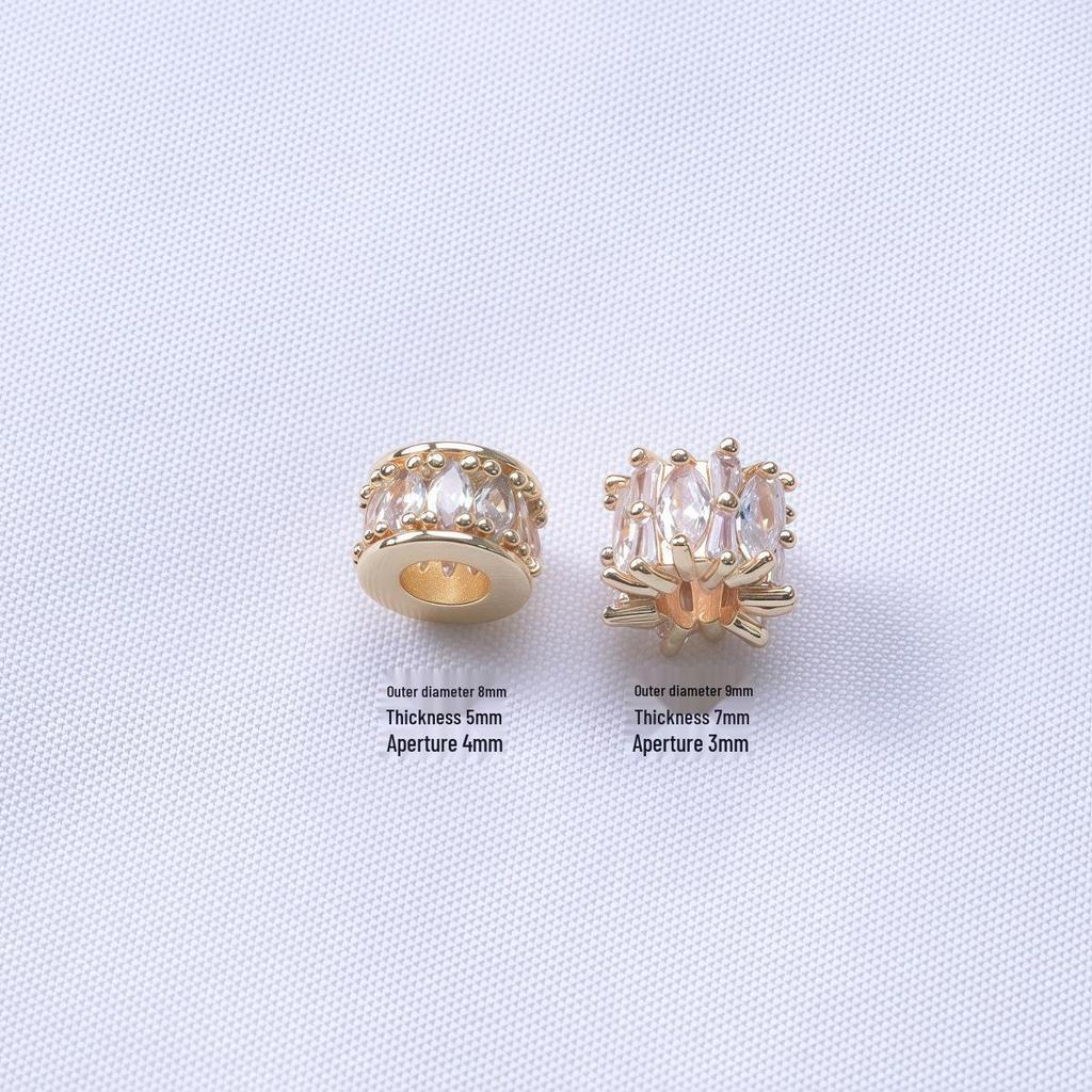14K Gold-Filled Diamond-Set Barrel Spacer Beads for DIY Jewelry Crafting
