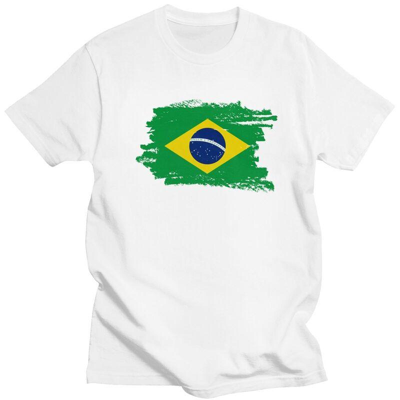 Custom Flag Of Brazil T Shirts Men ShortSleeve Brazilian Proud Tshirt Streetwear Tee Tops Pure Cotton Slim Fit Tshirt Merch