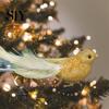 Festive Charm Home Decoration Glitter Feather Bird Ornament Sparkling Design with Clip Holiday Christmas Tree for Accent