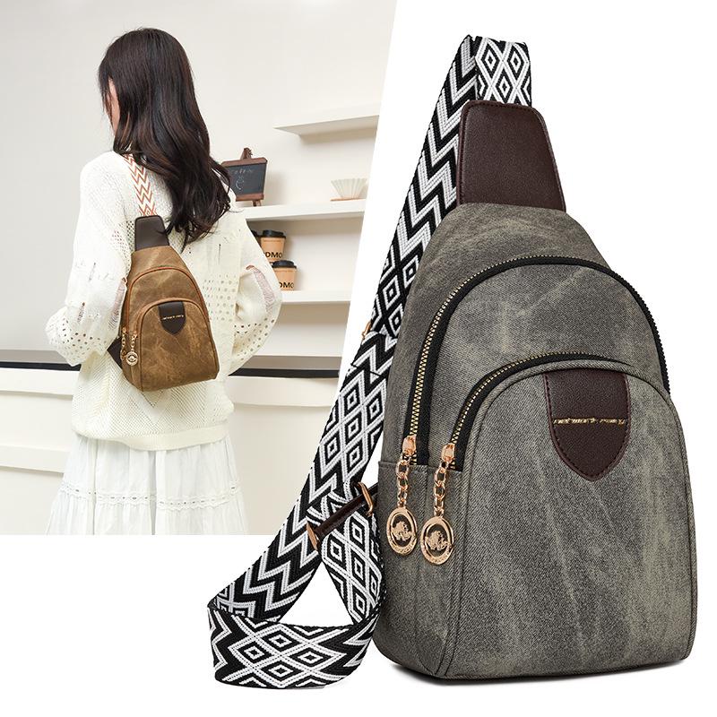 

2025 Women s Retro Colorblock Crossbody Bag - High-End, Double-Layer, Casual Travel Shoulder Bag 17*6*27 cm темно-серого