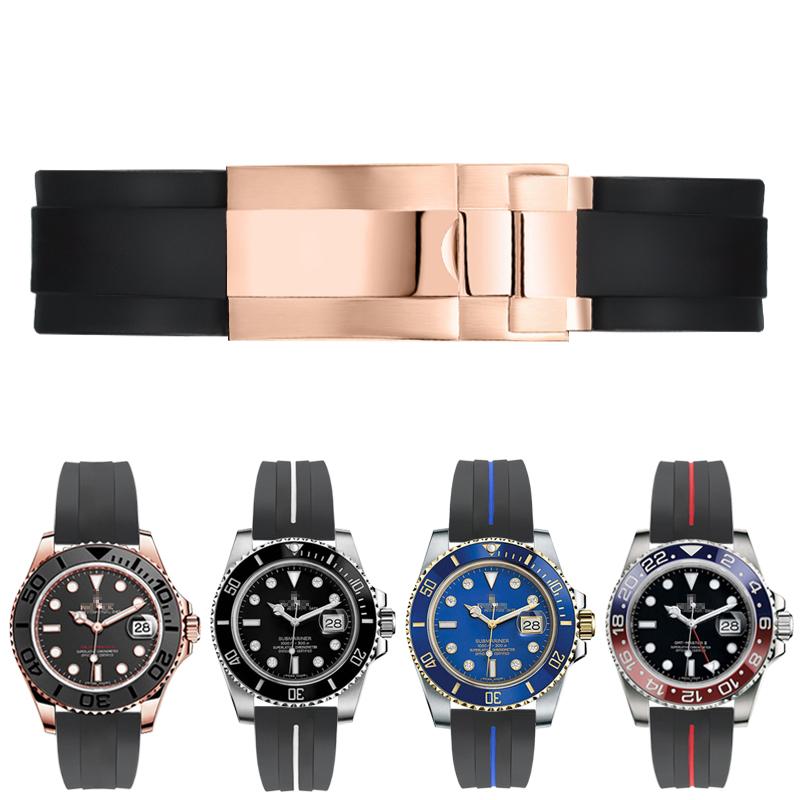 Correa de Reloj de Caucho Para Seiko Tudor Citizen Correa Con Hebilla de Acero Inoxidable Pulsera de Reloj Impermeable 20mm 21mm Negro Azul