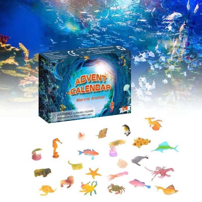Christmas Countdown Blind Box For Kids Plastic Animal World Toy Gift Box