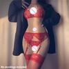Lace Suspender Stockings Lingerie Seductive Bodysuit Crotchless Sexy Panties Garter Belt Set
