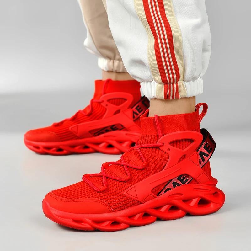 2025 New Flying Mesh Surface Breathable Casual Sports Shoes High Top Large Size Men's Short Boots Spring and Autumn Men's Shoes