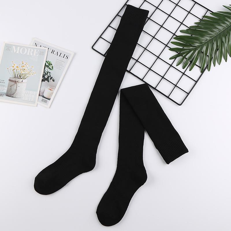 Autumn Winter Children s Velvet Padded Knee Socks Zhuji Calf Socks with Terry Crew Length Body Logo Warm Winter Stockings Over-the-knee socks чёрный