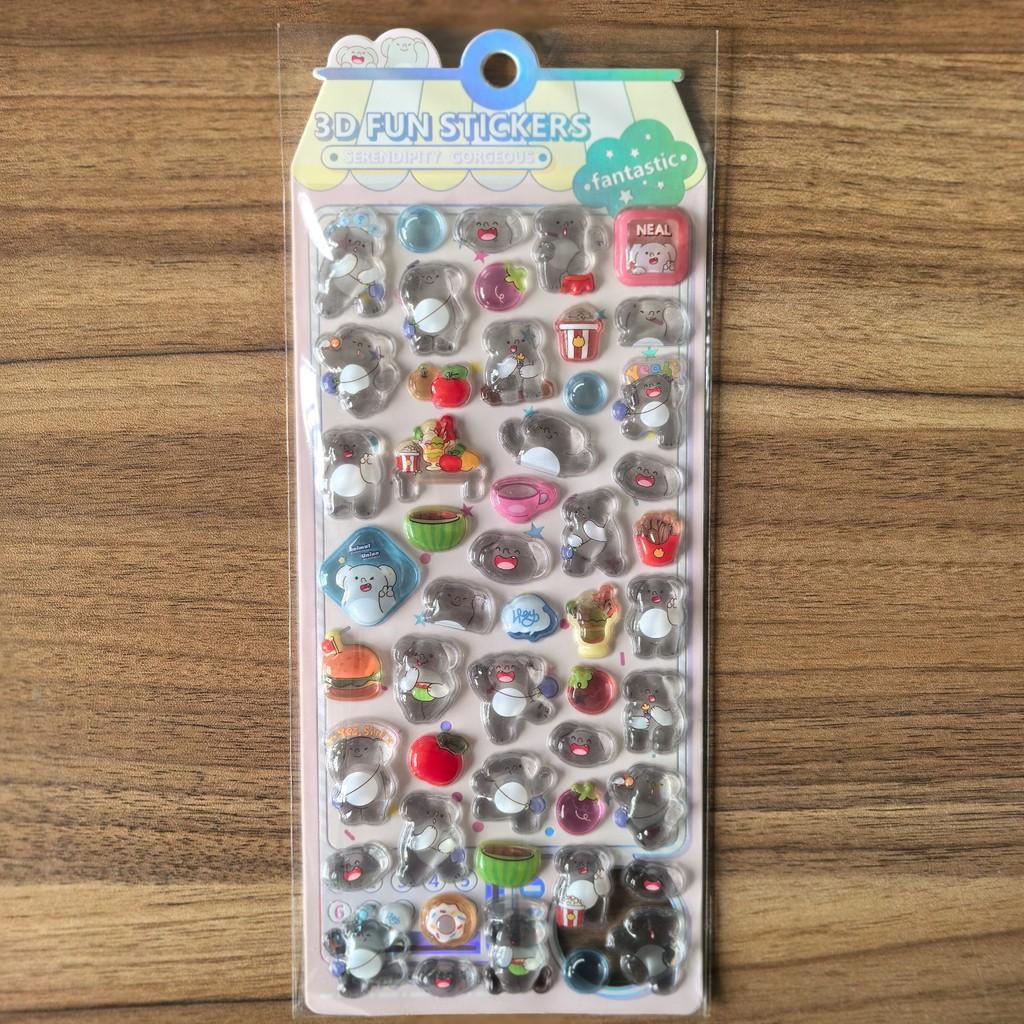 4 Pcs 3D Embossed Crystal Animal Stickers Decorative Decals for Backpacks Pencil Cases Kids’ Toys BulingBulingStickers Store