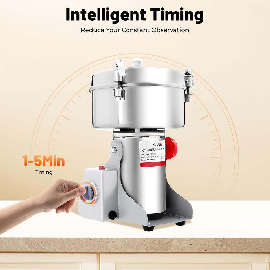 2500g Electric Grain Grinder Mill Commercial Spice Grinder 32000r/min High-speed Grinders Machine 304 Stainless Steel Machine