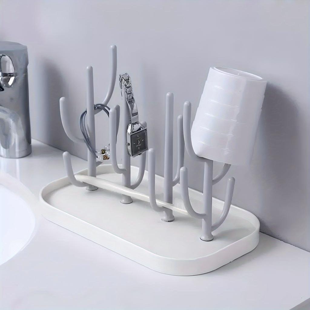Multi Functional Feeding Bottle and Cup Drying Rack Fits All Bottle Sizes,with Pacifier and Bottle Brush Holder,Ideal for Kitchen,Nursery Drain Rack