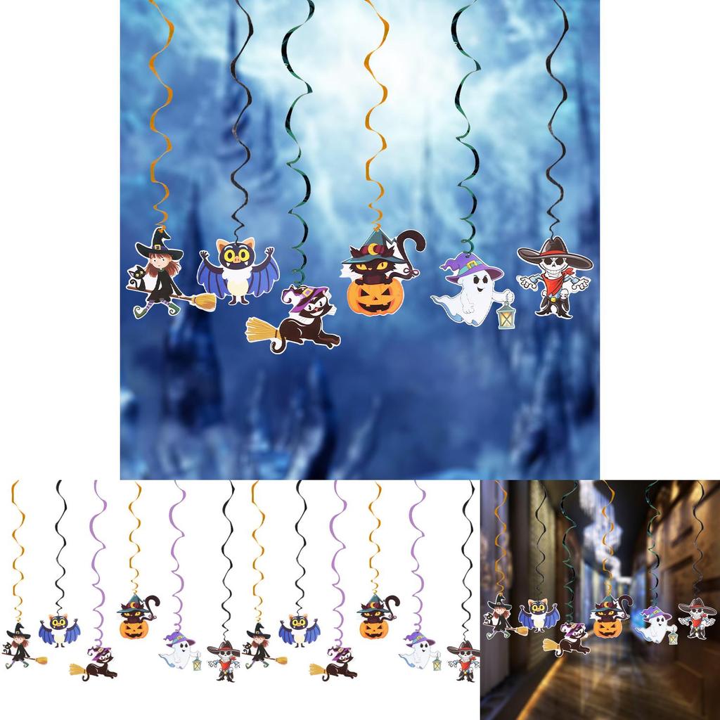 Vibrant Cartoon Halloween Skeleton Spiral Decor Set For Halloween Party Decorations