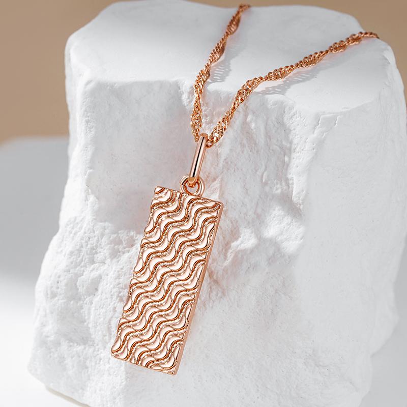 Modisches Glänzendes Anhänger-Halskette Für Frauen Luxus Roségold Farbe Einfacher Quadratischer Anhänger Hohe Qualität Täglicher Schmuck